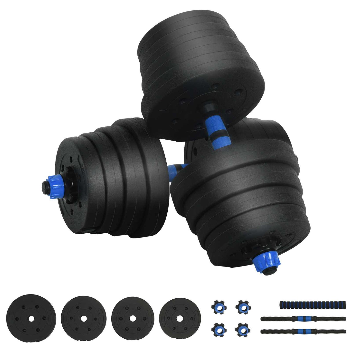 Set Manubri e Bilanciere 2-in-1 30kg Nero e Blu