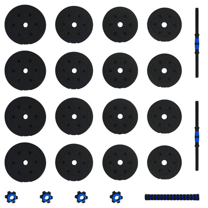 Set Manubri e Bilanciere 2-in-1 30kg Nero e Blu