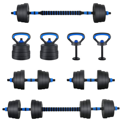 Set Manubri e Bilanciere 2-in-1 30kg Nero e Blu