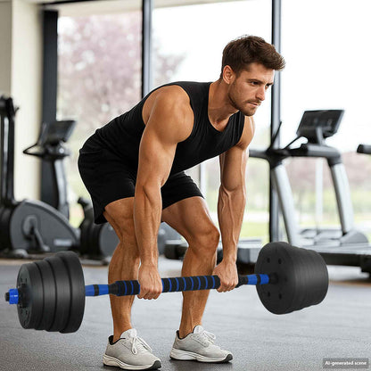 Set Manubri e Bilanciere 2-in-1 30kg Nero e Blu