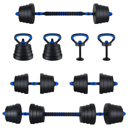 Set Manubri e Bilanciere 2-in-1 30kg Nero e Blu