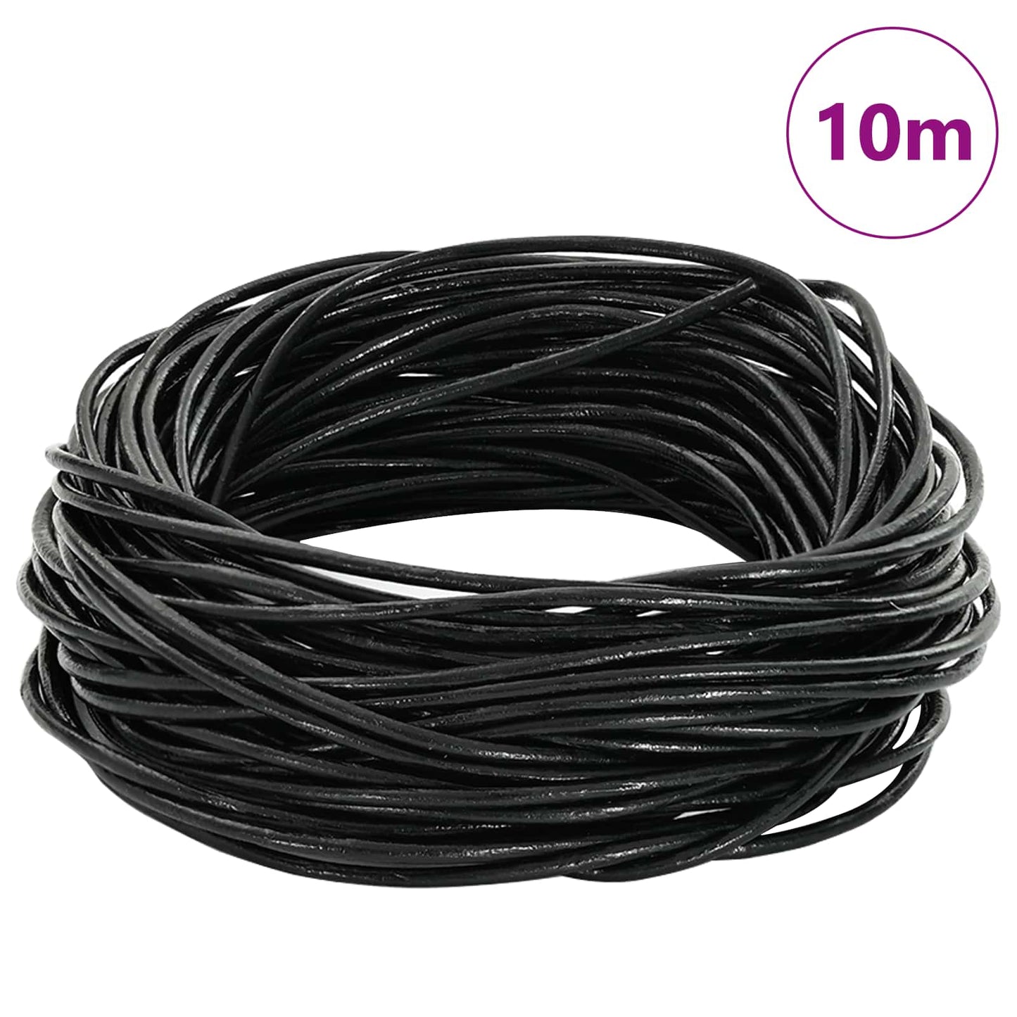 Cordino in Pelle Nero Ã˜2 mm x 10 m Pelle