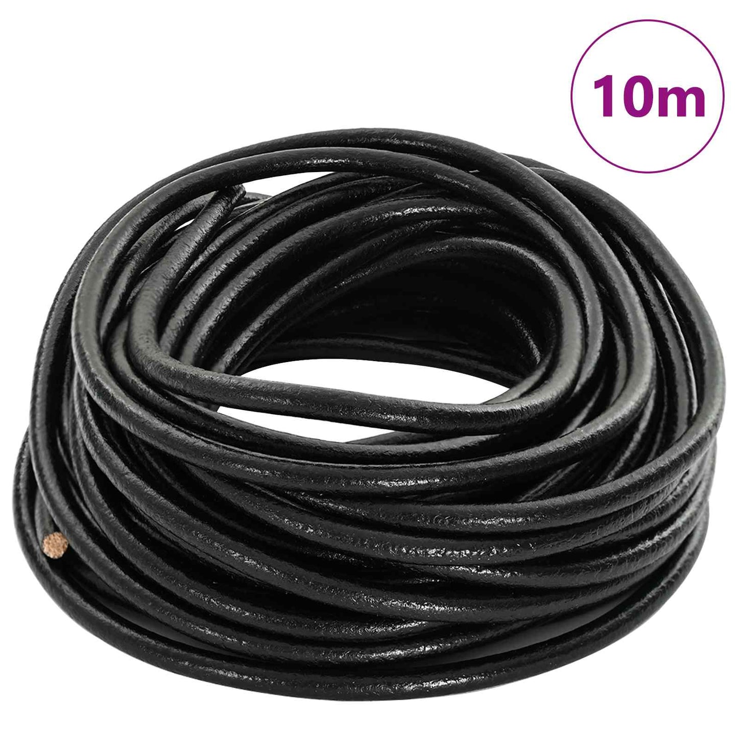 Cordino in Pelle Nero Ã˜5 mm x 10 m Pelle