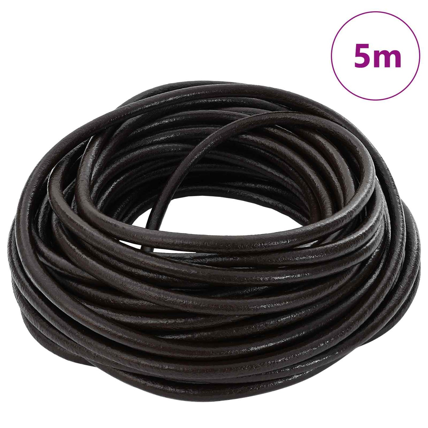 Cordino in Pelle Marrone Scuro Ã˜5 mm x 5 m Pelle
