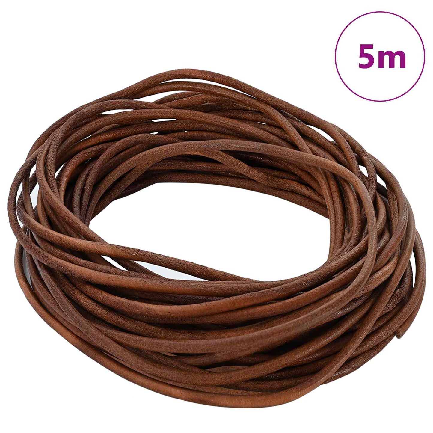 Cordino in Pelle Marrone Chiaro Ã˜2,5 mm x 5 m Pelle