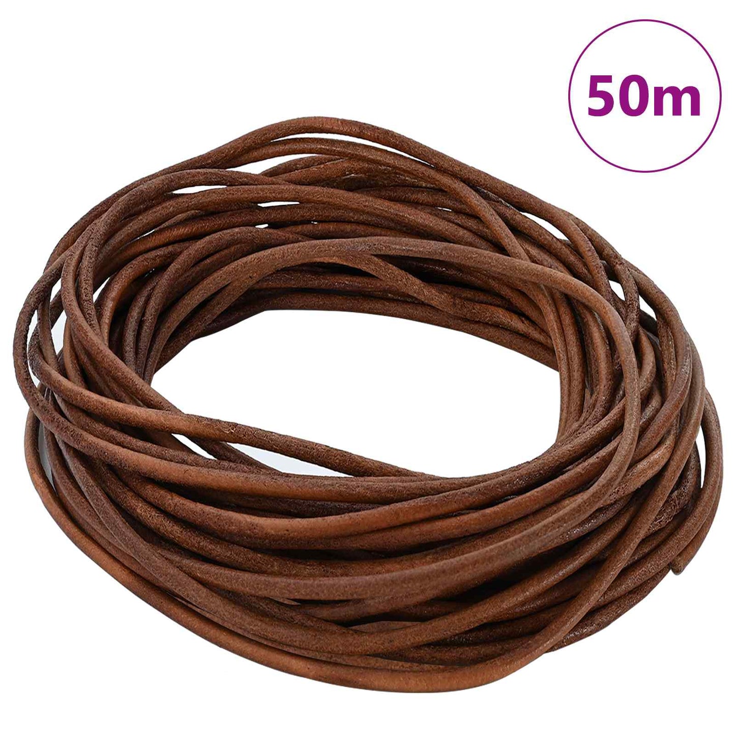 Cordino in Pelle Marrone Chiaro Ã˜2,5 mm x 50 m Pelle