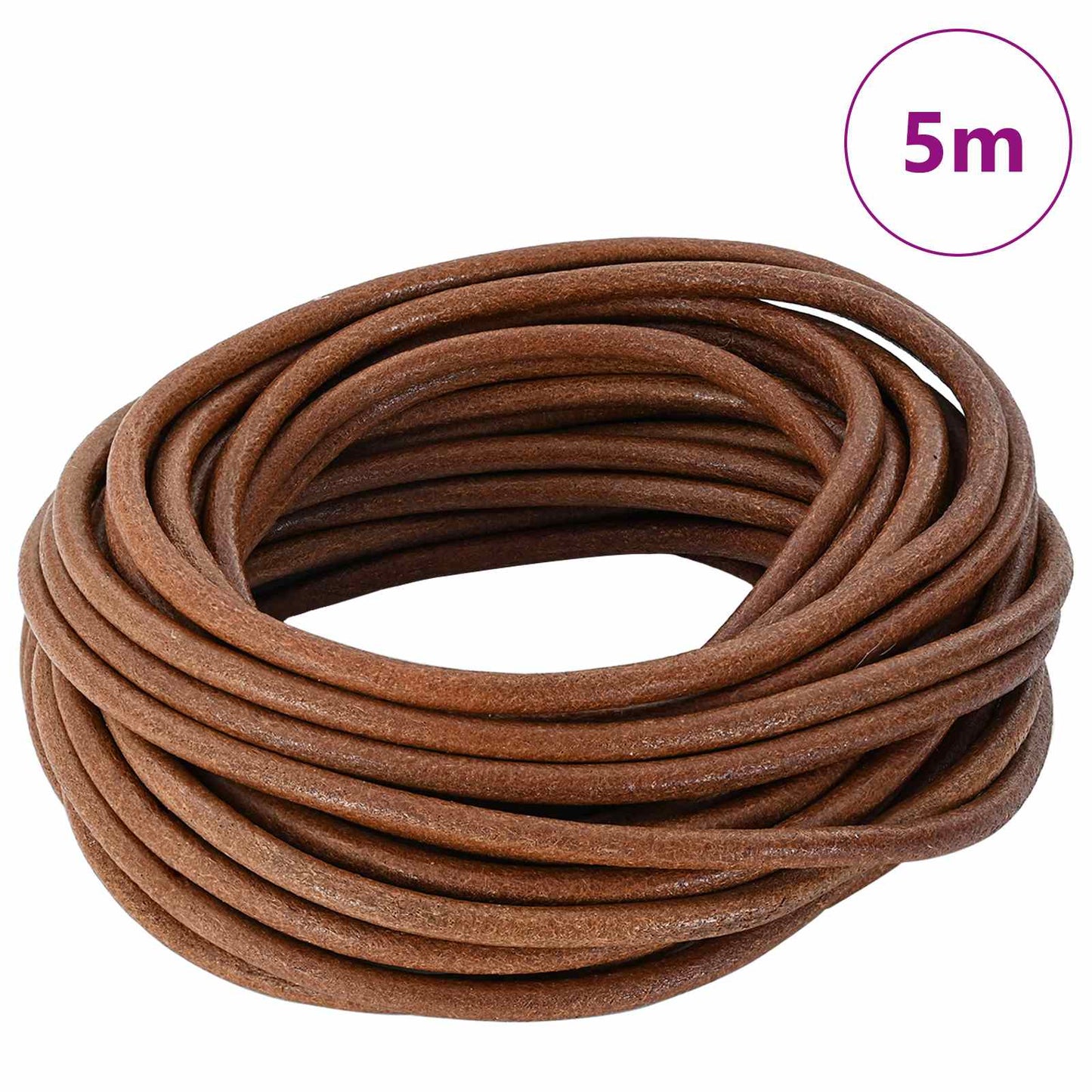 Cordino in Pelle Marrone Chiaro Ã˜4 mm x 5 m Pelle