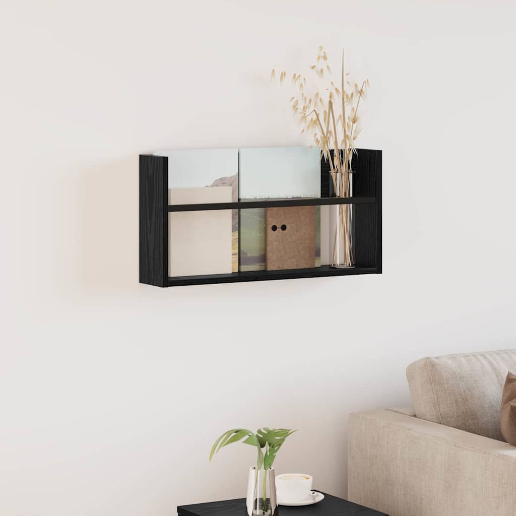 Scaffale per riviste Rovere Nero 60 x 12 x 30 cm