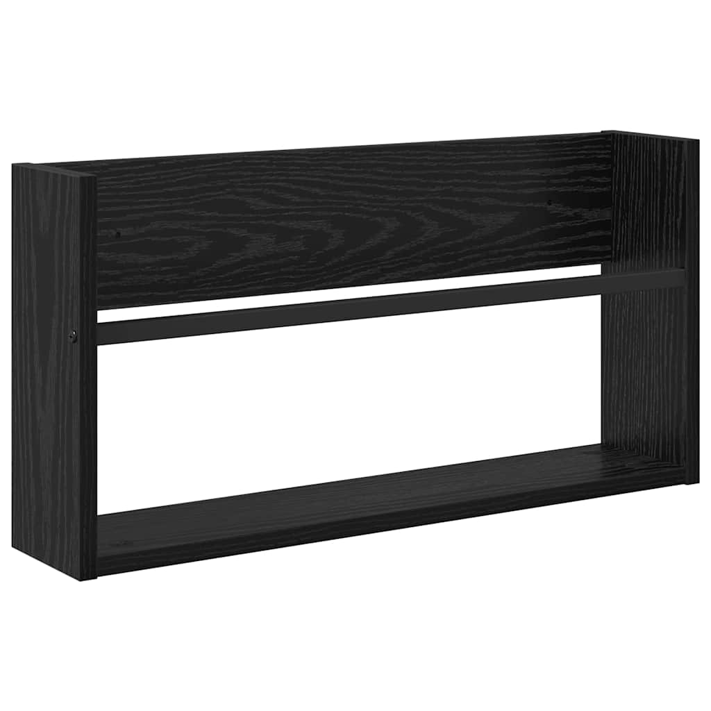 Scaffale per riviste Rovere Nero 60 x 12 x 30 cm