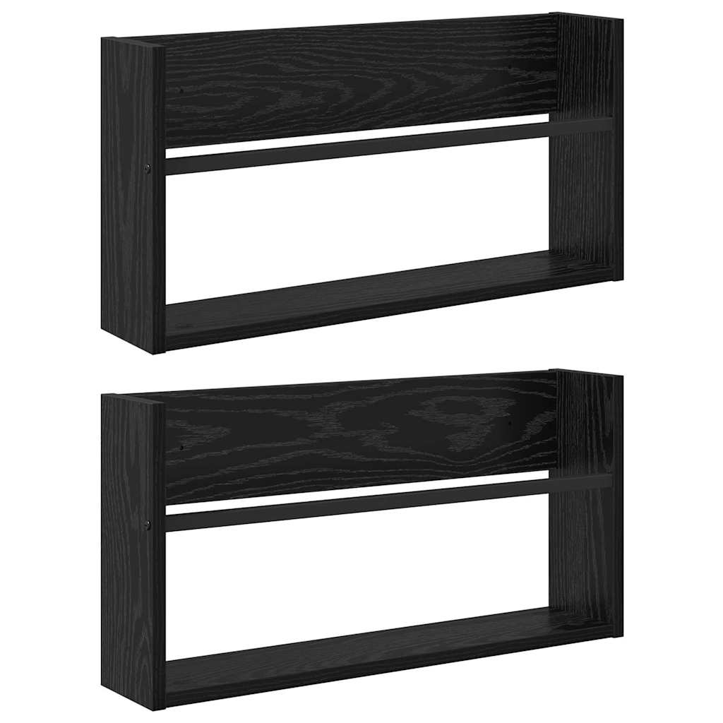 Scaffale per riviste 2 pcs Rovere Nero 60 x 12 x 30 cm