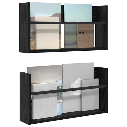 Scaffale per riviste 2 pcs Rovere Nero 60 x 12 x 30 cm