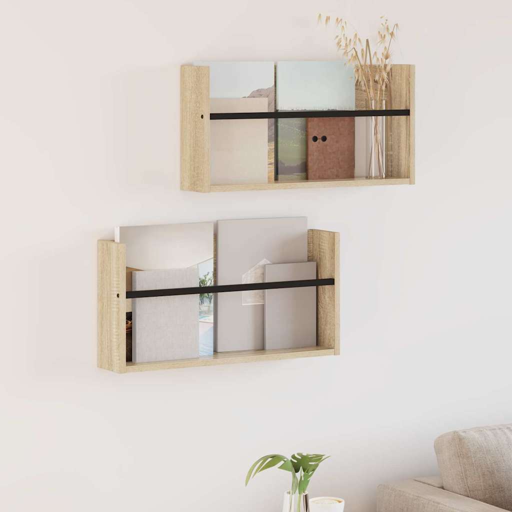 Scaffale per riviste 2 pcs Rovere Sonoma 60 x 12 x 30 cm