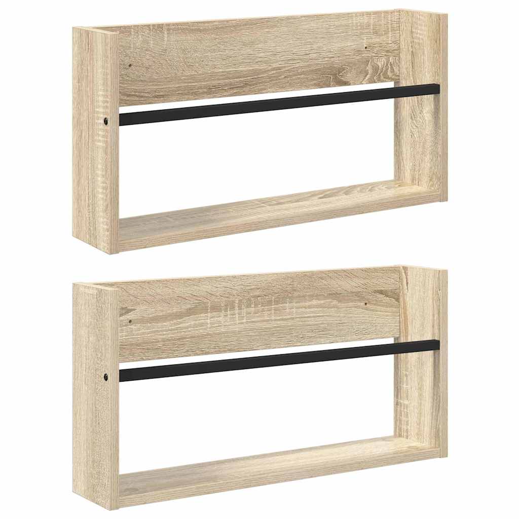 Scaffale per riviste 2 pcs Rovere Sonoma 60 x 12 x 30 cm