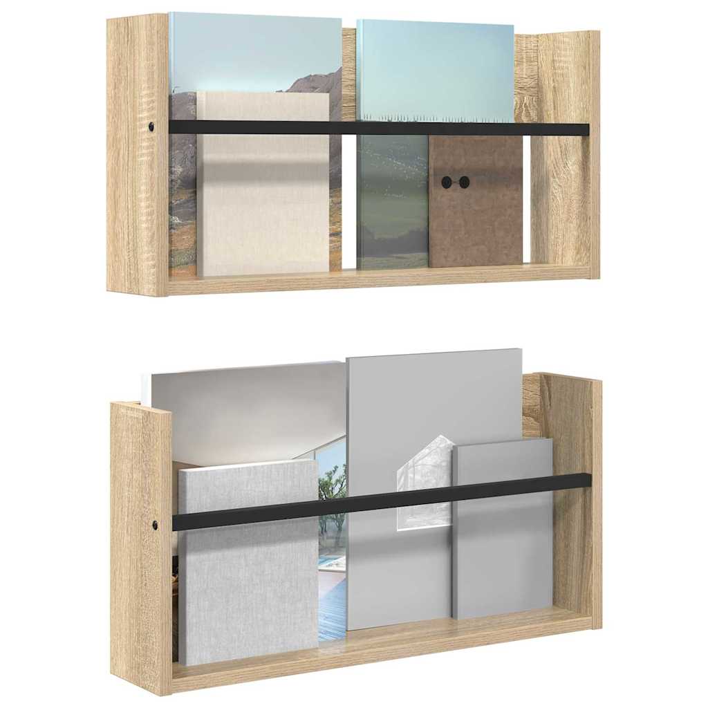Scaffale per riviste 2 pcs Rovere Sonoma 60 x 12 x 30 cm