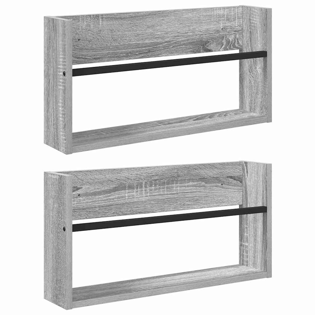 Scaffale per riviste 2 pcs Grigio Sonoma 60 x 12 x 30 cm
