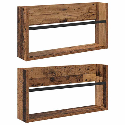 Scaffale per riviste 2 pcs Legno vecchio 60 x 12 x 30 cm