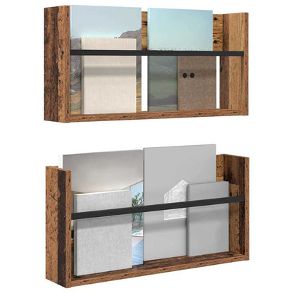 Scaffale per riviste 2 pcs Legno vecchio 60 x 12 x 30 cm