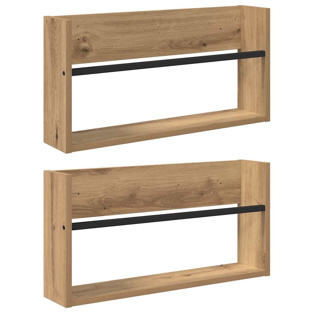 Scaffale per riviste 2 pcs Rovere artigianale 60 x 12 x 30 cm