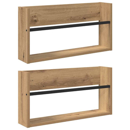 Scaffale per riviste 2 pcs Rovere artigianale 60 x 12 x 30 cm