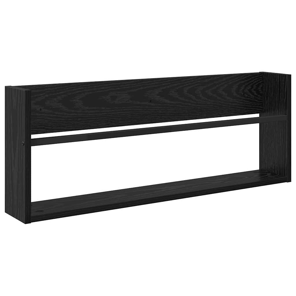 Scaffale per riviste 2 pcs Rovere Nero 80 x 12 x 30 cm