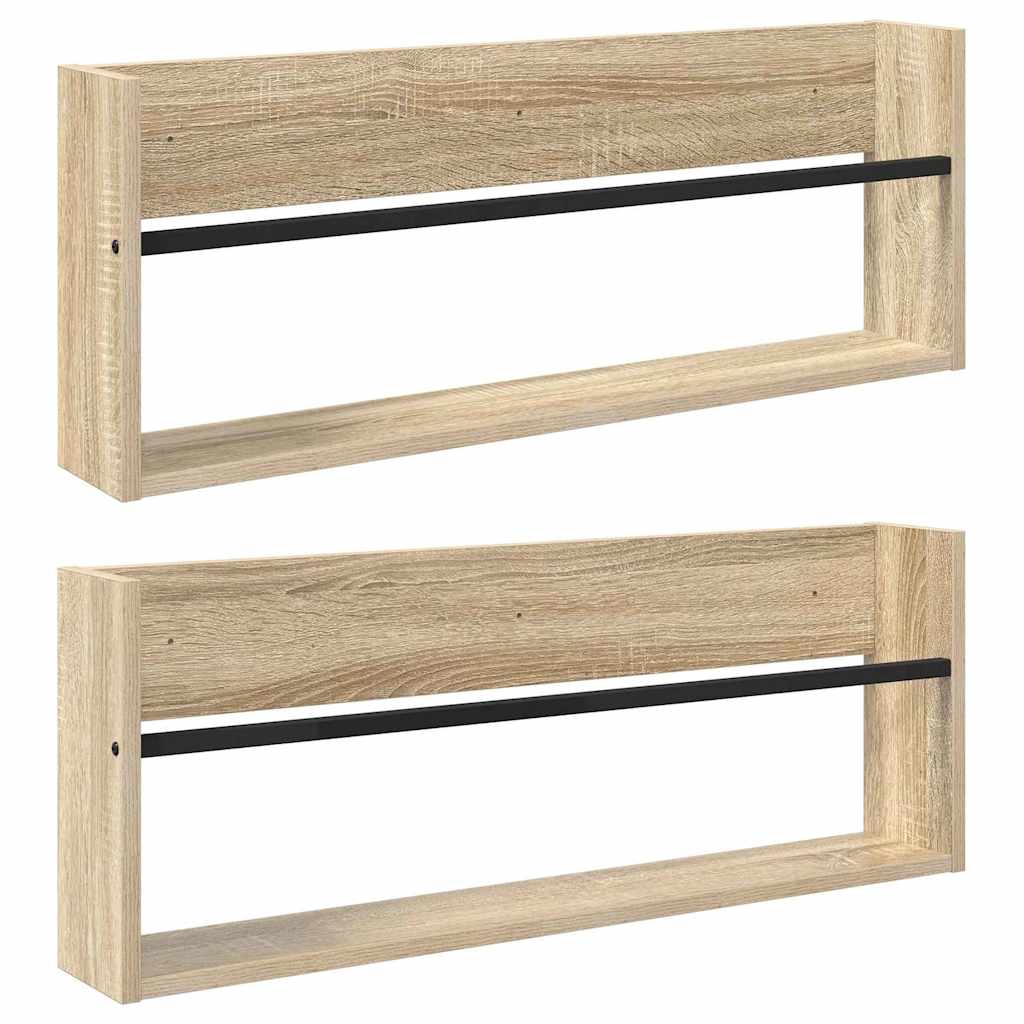 Scaffale per riviste 2 pcs Rovere Sonoma 80 x 12 x 30 cm