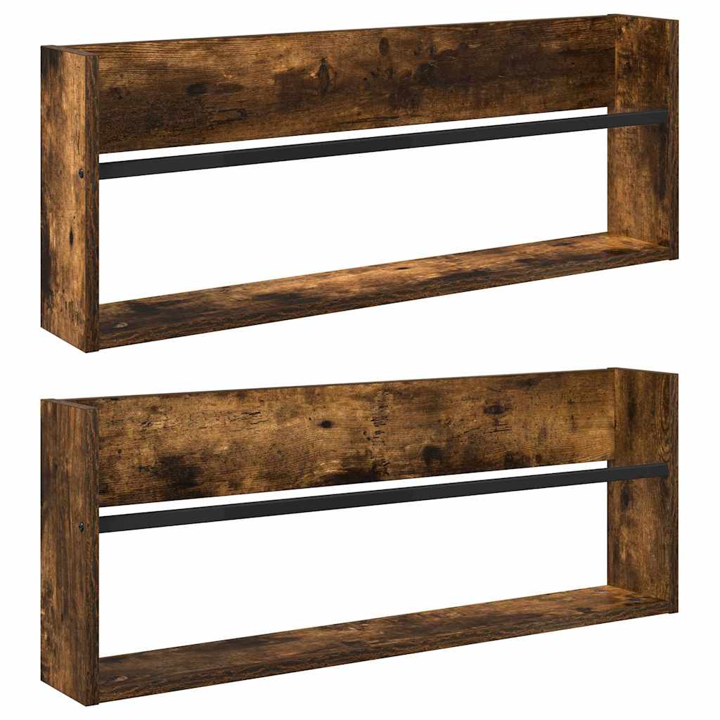 Scaffale per riviste 2 pcs Rovere fumÃ© 80 x 12 x 30 cm