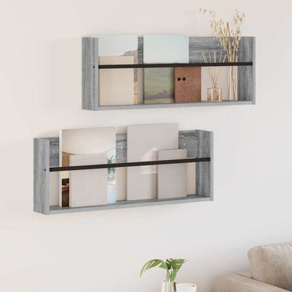 Scaffale per riviste 2 pcs Grigio Sonoma 80 x 12 x 30 cm