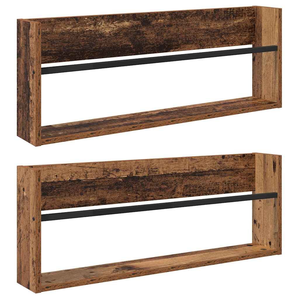 Scaffale per riviste 2 pcs Legno vecchio 80 x 12 x 30 cm