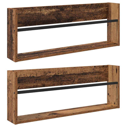 Scaffale per riviste 2 pcs Legno vecchio 80 x 12 x 30 cm