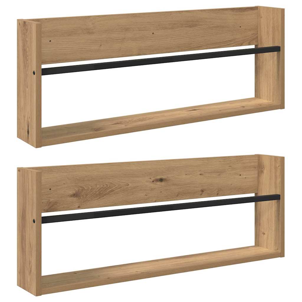 Scaffale per riviste 2 pcs Rovere artigianale 80 x 12 x 30 cm