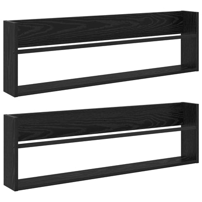Scaffale per riviste 2 pcs Rovere Nero 100 x 12 x 30 cm