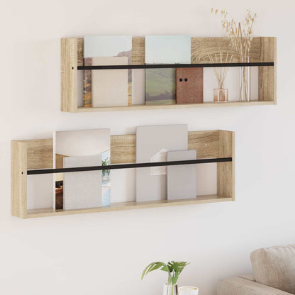 Scaffale per riviste 2 pcs Rovere Sonoma 100 x 12 x 30 cm