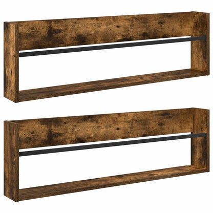 Scaffale per riviste 2 pcs Rovere fumÃ© 100 x 12 x 30 cm