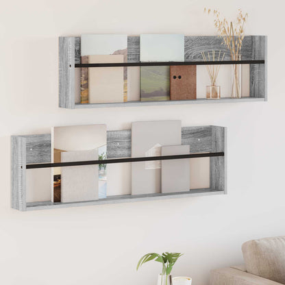 Scaffale per riviste 2 pcs Grigio Sonoma 100 x 12 x 30 cm