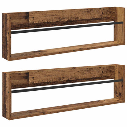 Scaffale per riviste 2 pcs Legno vecchio 100 x 12 x 30 cm