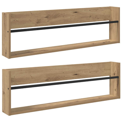 Scaffale per riviste 2 pcs Rovere artigianale 100 x 12 x 30 cm