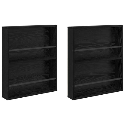Scaffale per riviste 2 pcs Rovere Nero 60 x 12 x 70 cm