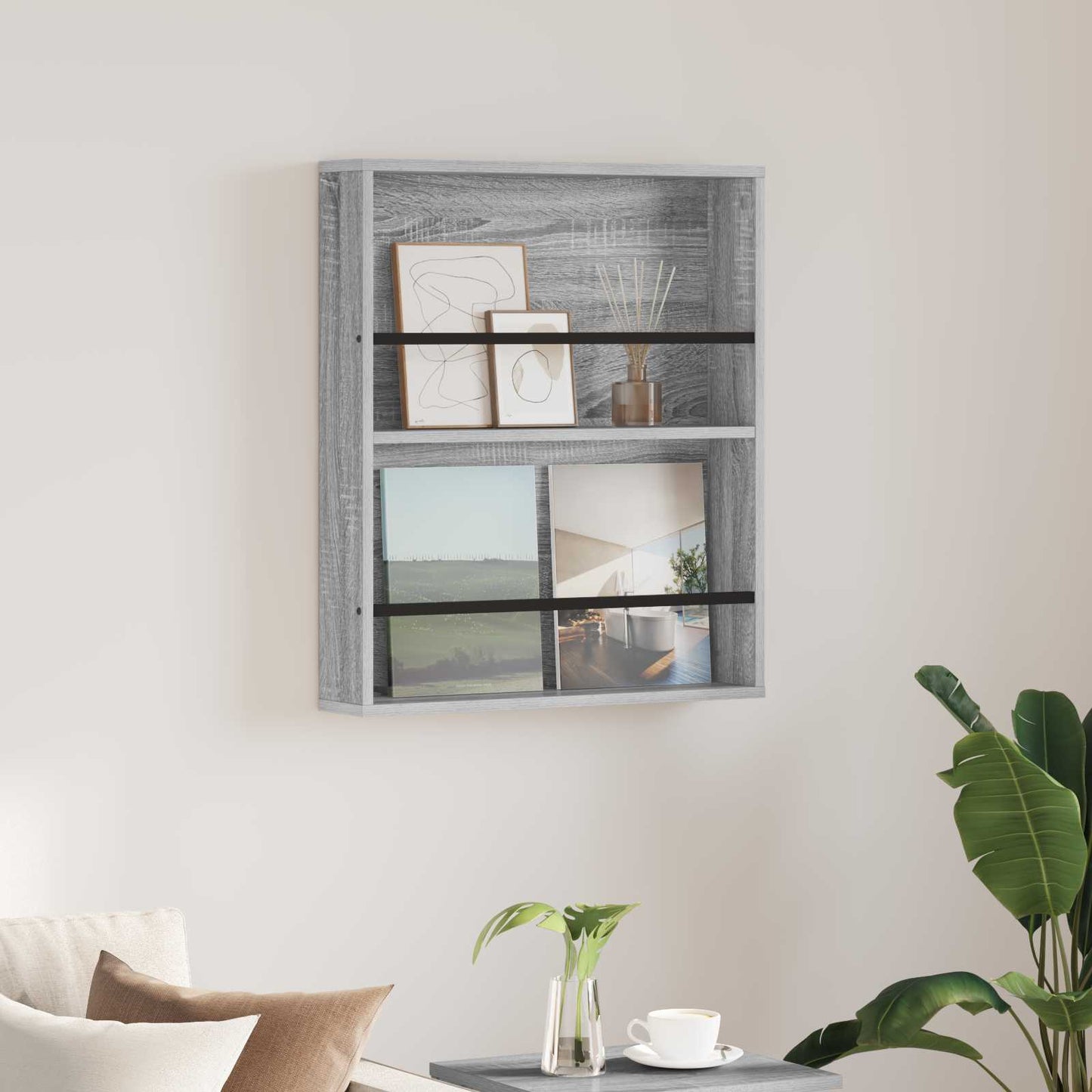 Scaffale per riviste Grigio Sonoma 60 x 12 x 70 cm