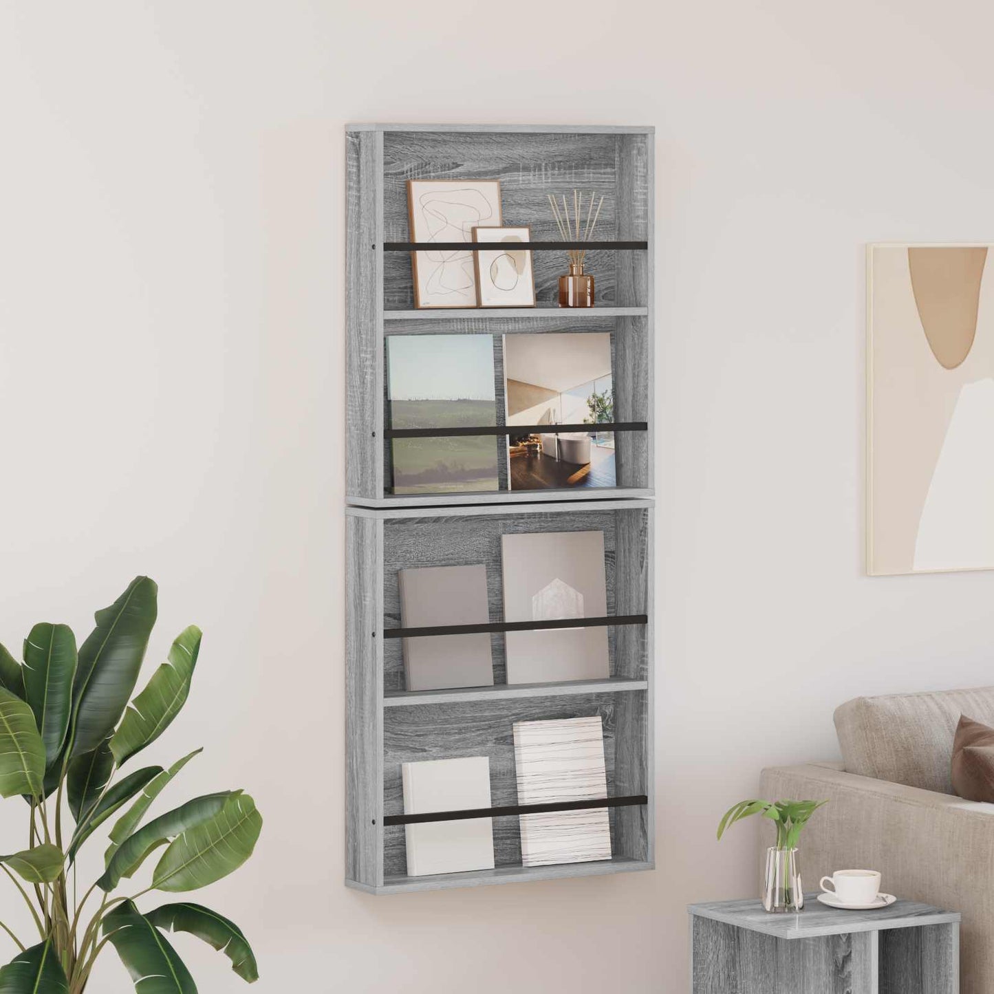 Scaffale per riviste 2 pcs Grigio Sonoma 60 x 12 x 70 cm