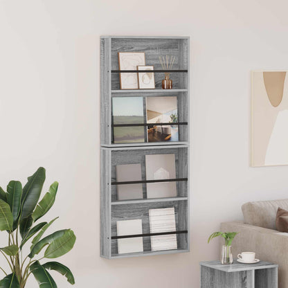 Scaffale per riviste 2 pcs Grigio Sonoma 60 x 12 x 70 cm