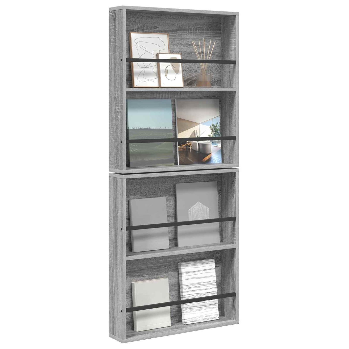 Scaffale per riviste 2 pcs Grigio Sonoma 60 x 12 x 70 cm