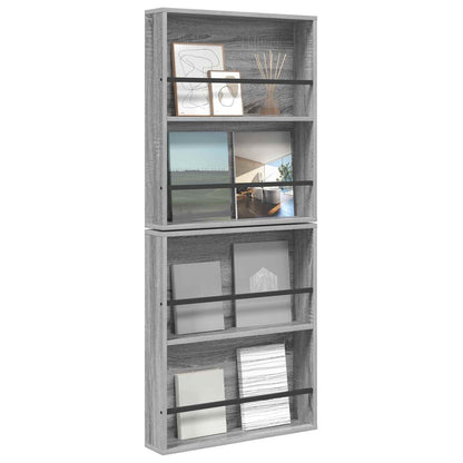 Scaffale per riviste 2 pcs Grigio Sonoma 60 x 12 x 70 cm