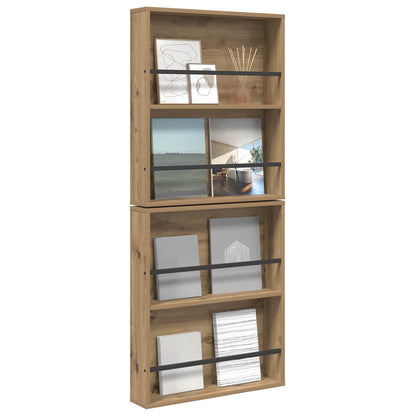 Scaffale per riviste 2 pcs Rovere artigianale 60 x 12 x 70 cm