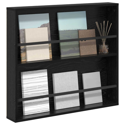 Scaffale per riviste Rovere Nero 80 x 12 x 70 cm