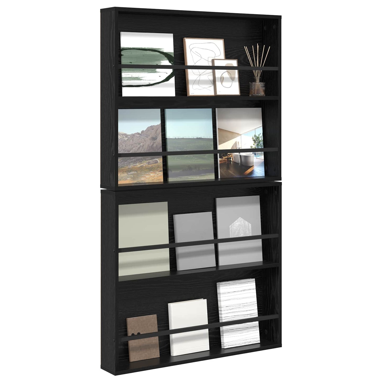 Scaffale per riviste 2 pcs Rovere Nero 80 x 12 x 70 cm