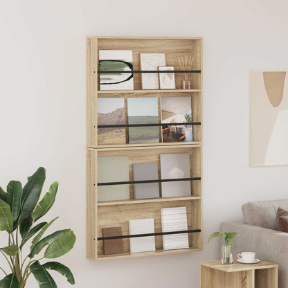 Scaffale per riviste 2 pcs Rovere Sonoma 80 x 12 x 70 cm