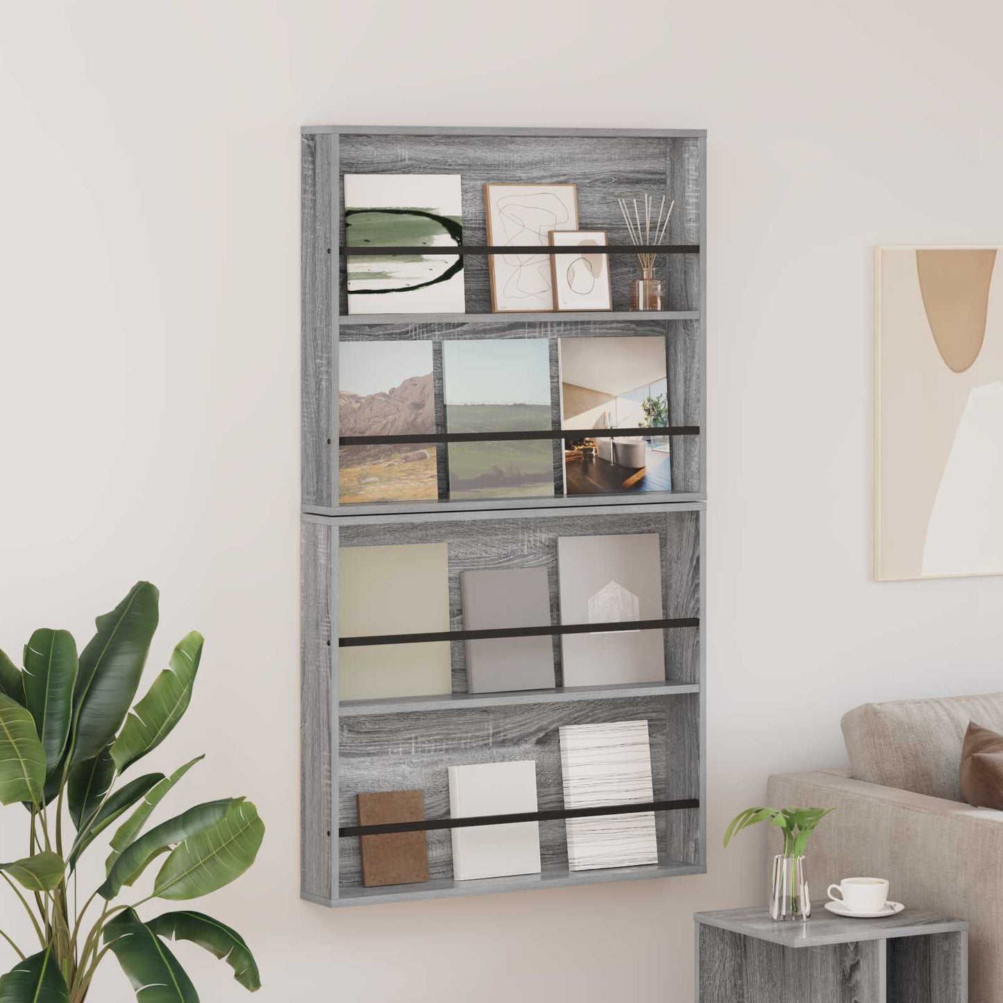 Scaffale per riviste 2 pcs Grigio Sonoma 80 x 12 x 70 cm