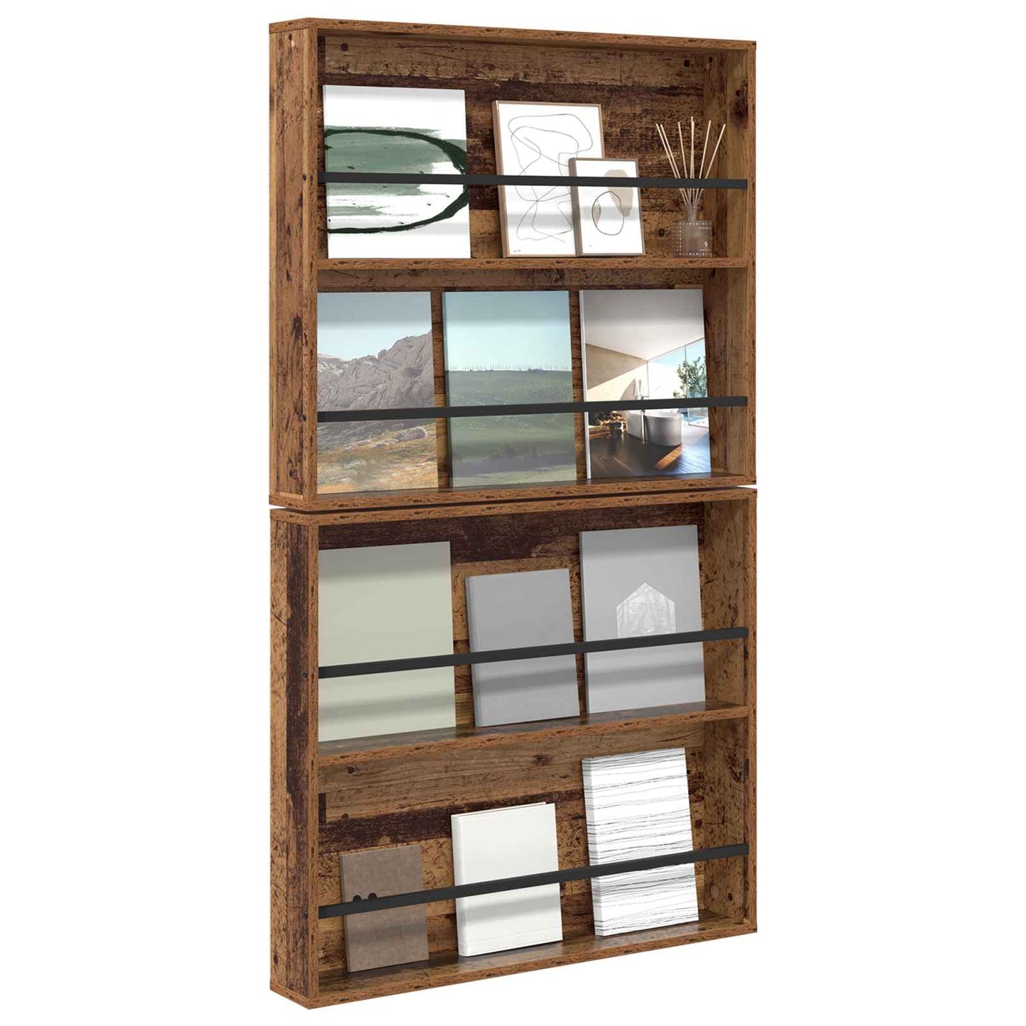 Scaffale per riviste 2 pcs Legno vecchio 80 x 12 x 70 cm
