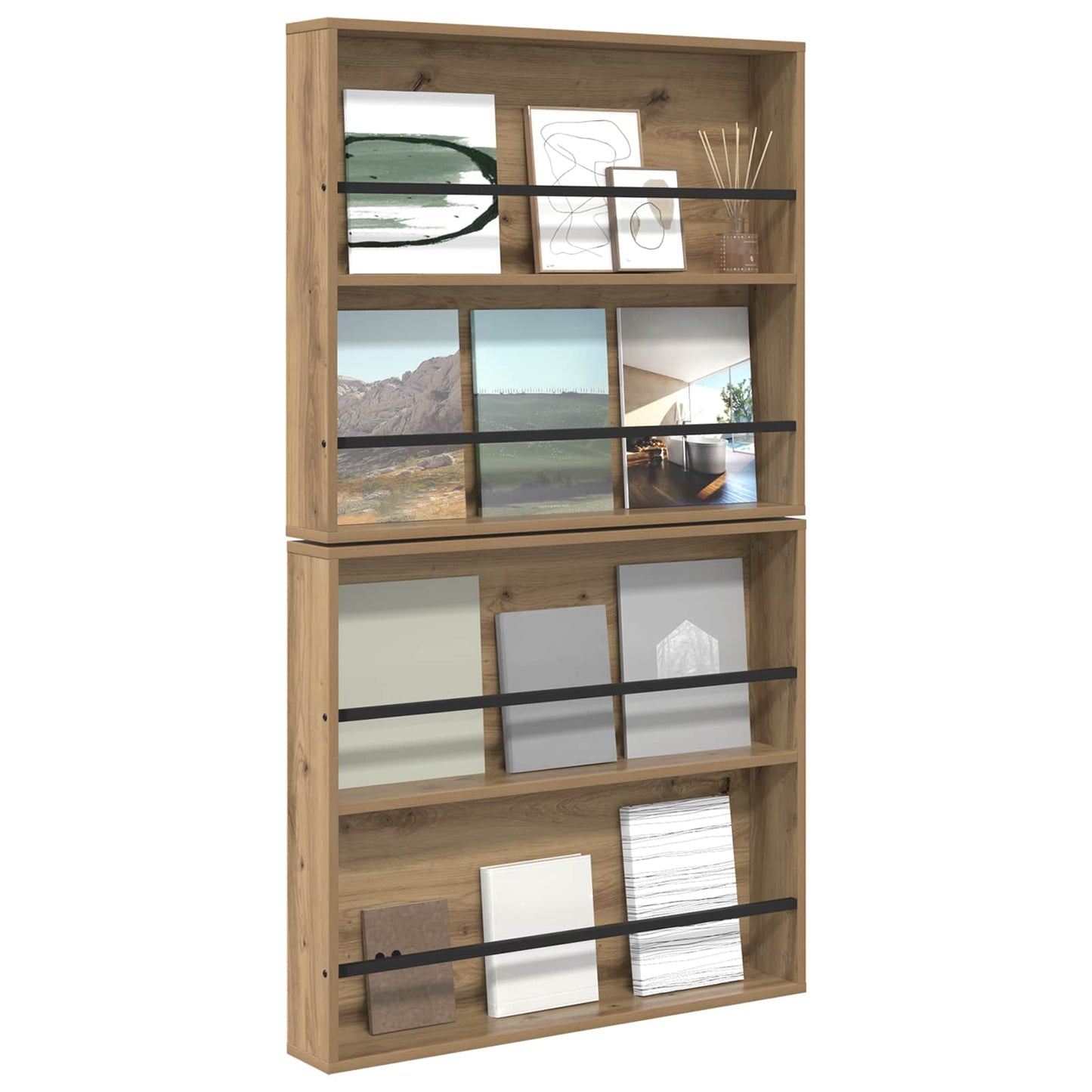 Scaffale per riviste 2 pcs Rovere artigianale 80 x 12 x 70 cm