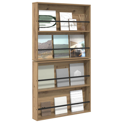 Scaffale per riviste 2 pcs Rovere artigianale 80 x 12 x 70 cm